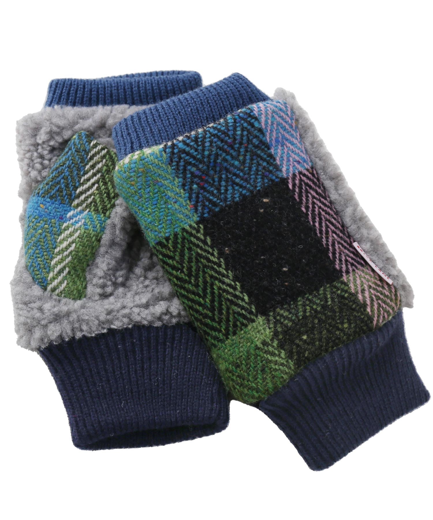 サンキョウショウカイ 三京商会 [AVOCA]指なし手袋 ウール チェック柄 スマホ対応,グリーン系