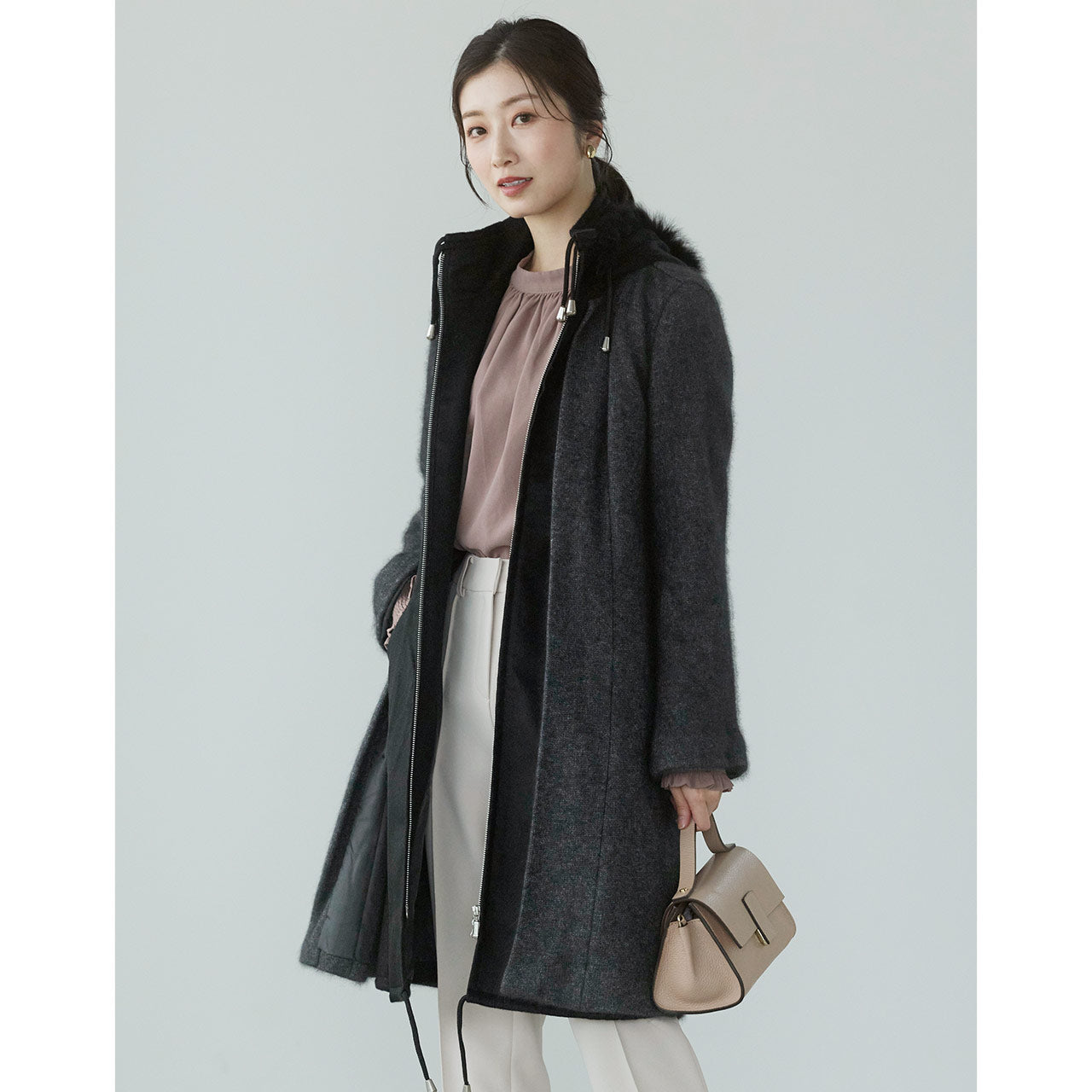 サンキョウショウカイ 三京商会 ミンクブレンドウール＆カシミヤ100％ コート （ダークグレー） ダークグレー