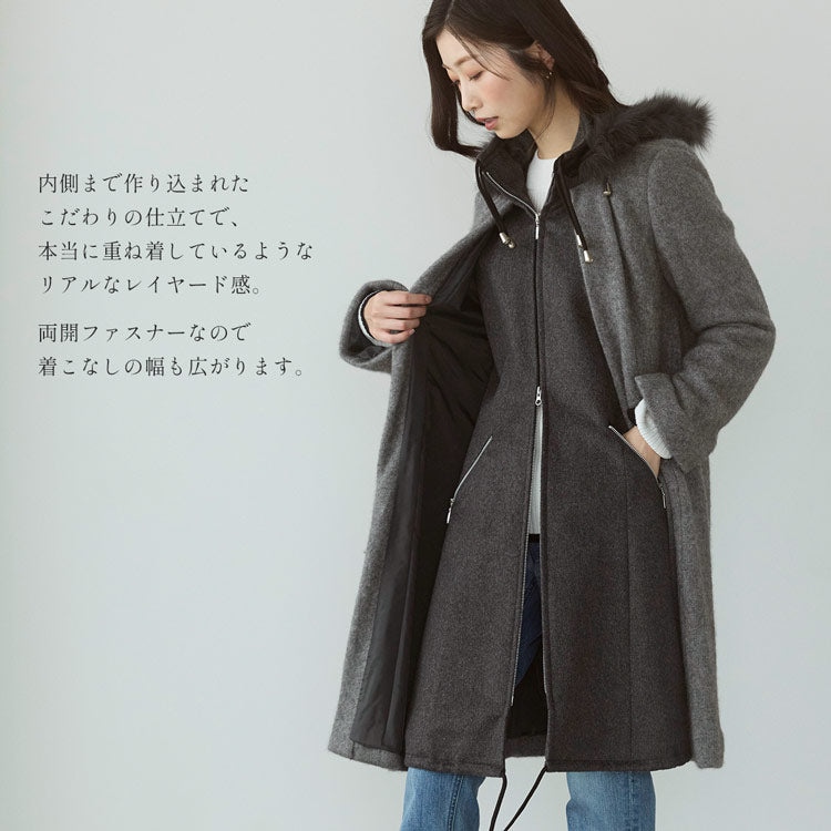 サンキョウショウカイ 三京商会 ミンクブレンドウール＆カシミヤ100％ コート （ダークグレー） ダークグレー