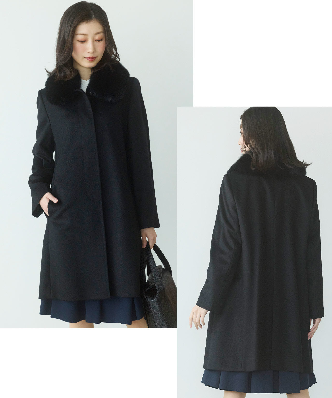 サンキョウショウカイ 三京商会 カシミヤステンカラーコート （ブラック） ブラック