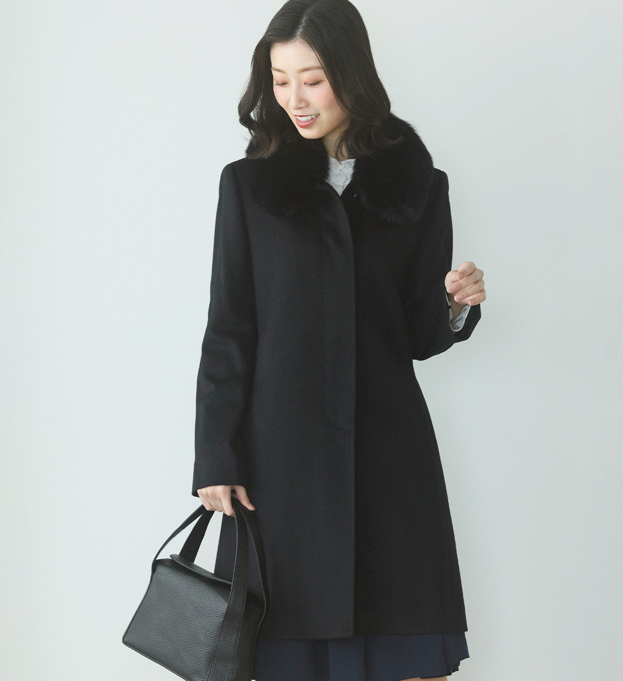 サンキョウショウカイ 三京商会 カシミヤステンカラーコート （ブラック） ブラック