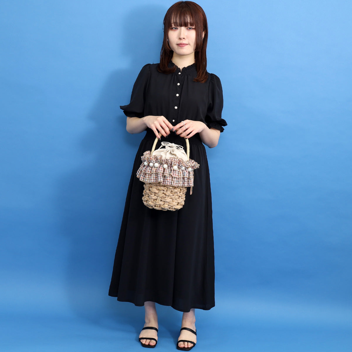 サミールナスリ SMIR NASLI フリル×パールバケツ型カゴバッグ