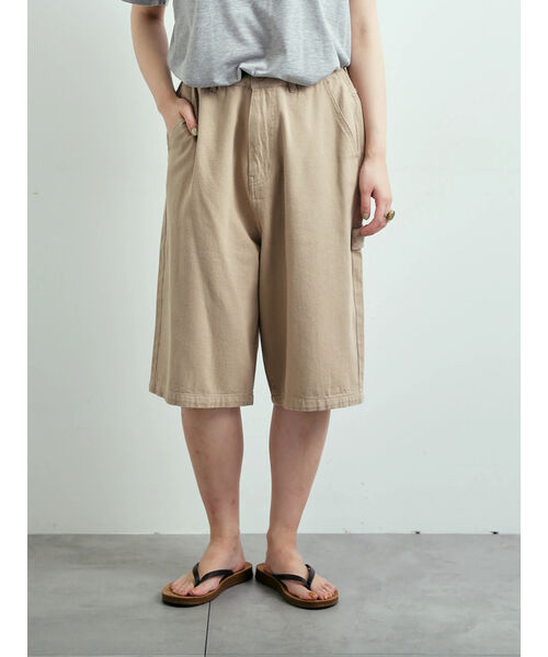 エスエムツー SM2 デニム/ツイルペインターハーフパンツ （ベージュ） ベージュ