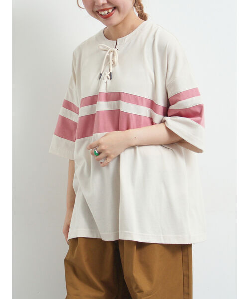 エスエムツー SM2 [接触冷感]編み上げラインTシャツ （ブルー） ブルー