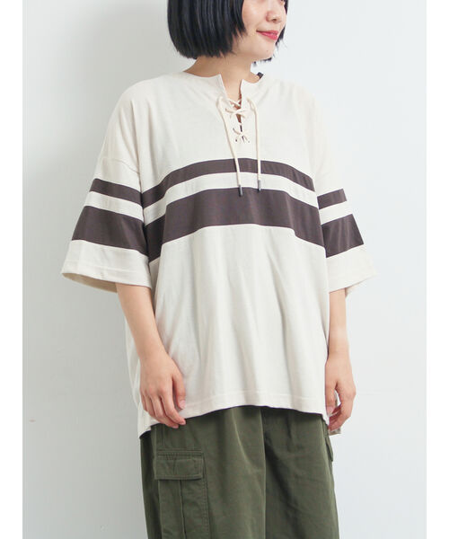 エスエムツー SM2 [接触冷感]編み上げラインTシャツ （ブルー） ブルー