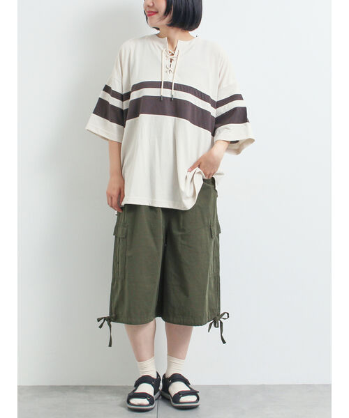 エスエムツー SM2 [接触冷感]編み上げラインTシャツ （ブルー） ブルー