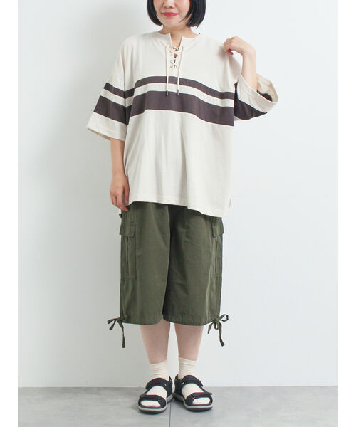 エスエムツー SM2 [接触冷感]編み上げラインTシャツ （ブルー） ブルー