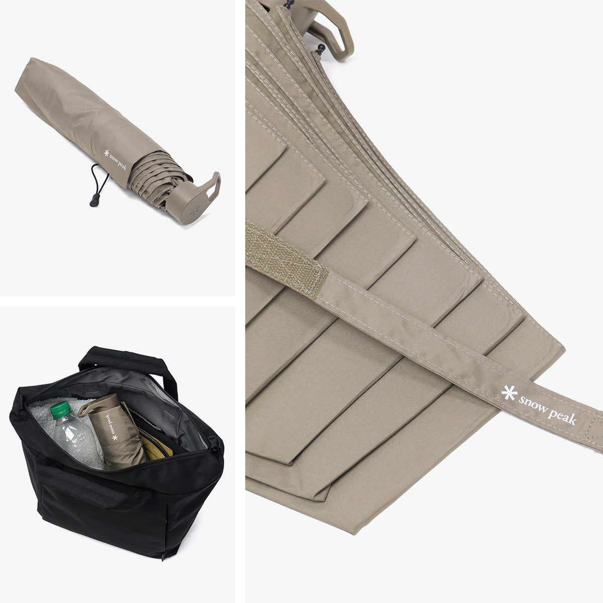 スノーピーク snow peak 折りたたみ傘 晴雨兼用 メンズ レディース 大きい UVカット 撥水 ケース 3秒で折りたためる傘 手動開閉 おしゃれ 持ち運び 親骨60cm Urban Umbrella UG-295 （Beige） Beige