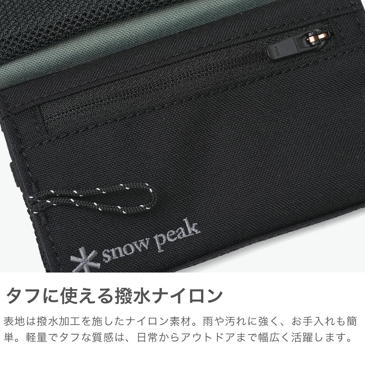 スノーピーク snow peak 三つ折り財布 メンズ レディース 財布 小さめ ブランド ミニ お札 カード 軽量 撥水 ナイロン マジックテープ開閉式 Everyday Use Smart Wallet SB-26SU010 （Olive） Olive