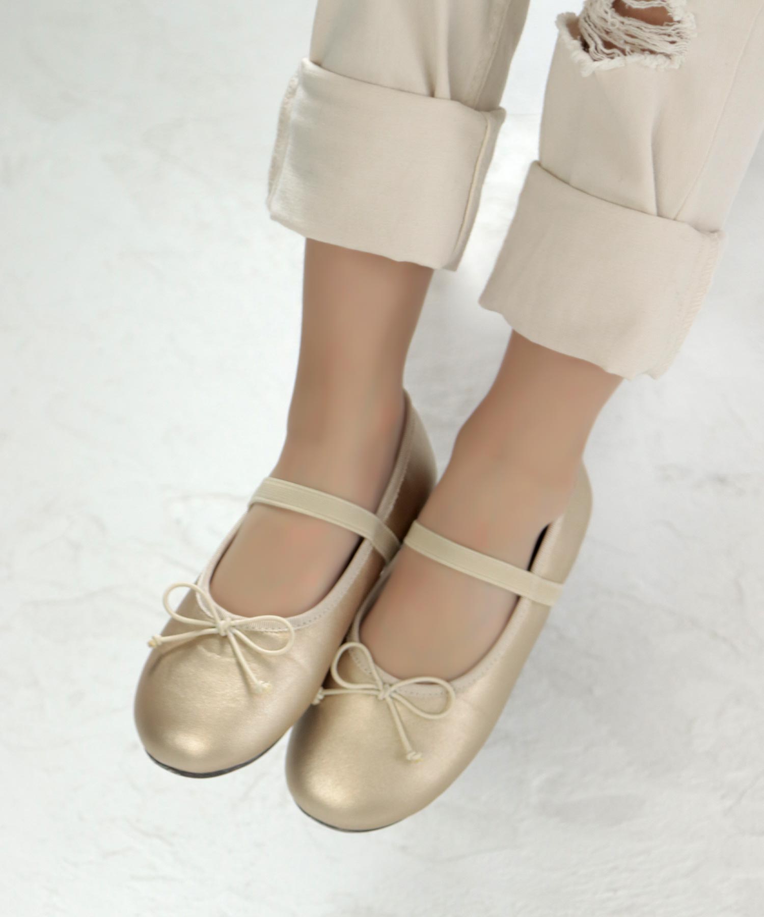 ソロット SOROTTO 【ママとお揃い】16-18cm ゴム付き バレエシューズ,ゴールド