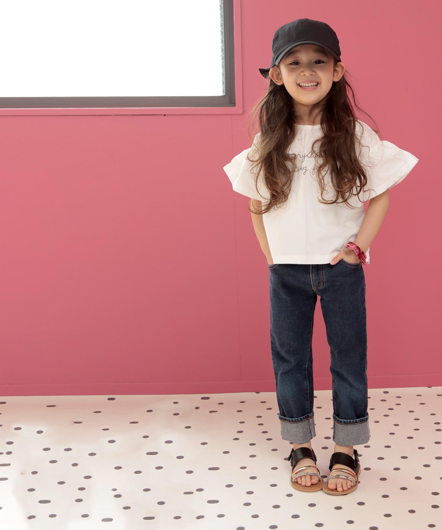 ソロット SOROTTO 【ママとお揃い】3連ストラップのフラットサンダル (KIDS) （ブラック） ブラック