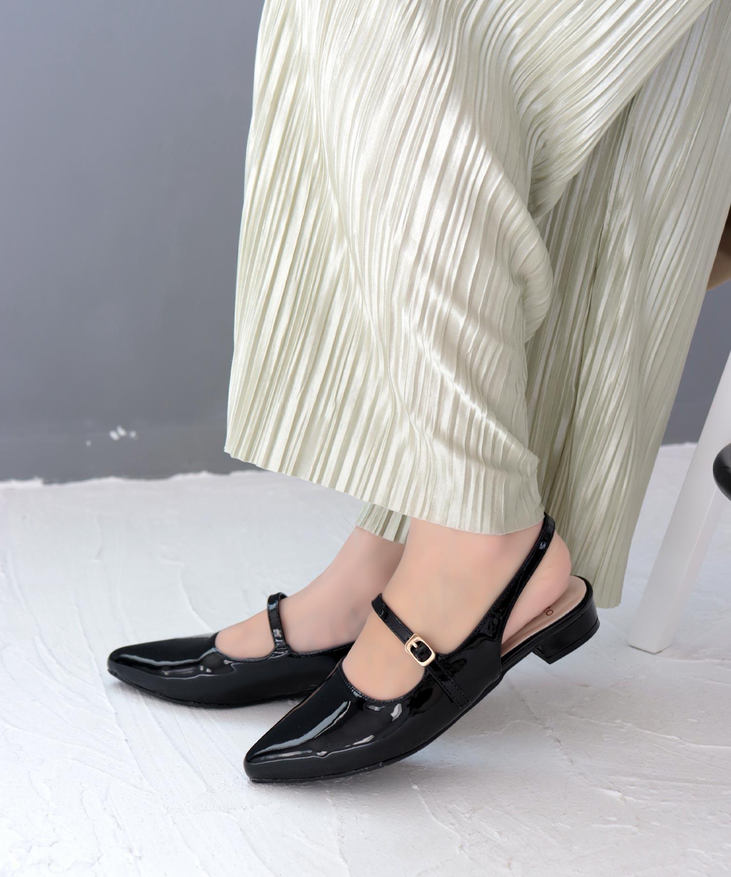 ソロット SOROTTO バックストラップメリージェーンパンプス/ポインテッドトゥ (LADYS) （ブラック） ブラック