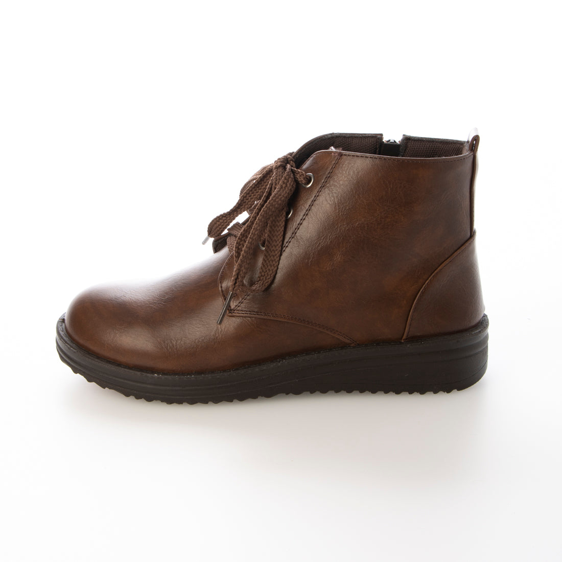 ソロット SOROTTO 【軽量】厚底レースアップショートブーツ/ローヒール （ブラウン） ブラウン