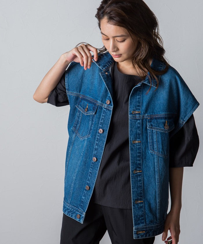 Socolla 【socolla】 Denim Over Vest