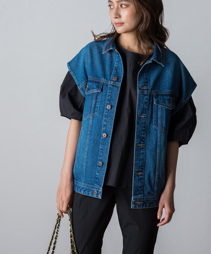 Socolla 【socolla】 Denim Over Vest