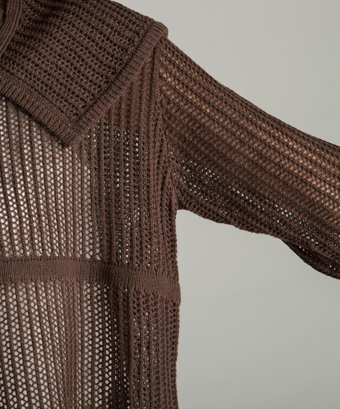 Socolla 【socolla】 2WAY Attached Collar Mesh Knit