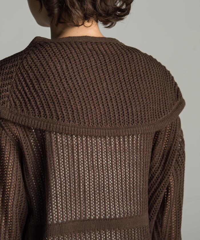 Socolla 【socolla】 2WAY Attached Collar Mesh Knit