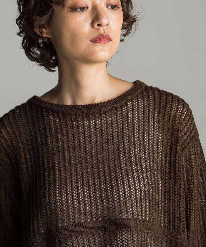 Socolla 【socolla】 2WAY Attached Collar Mesh Knit