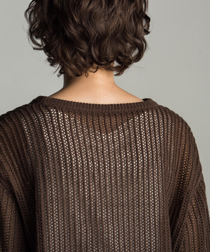 Socolla 【socolla】 2WAY Attached Collar Mesh Knit
