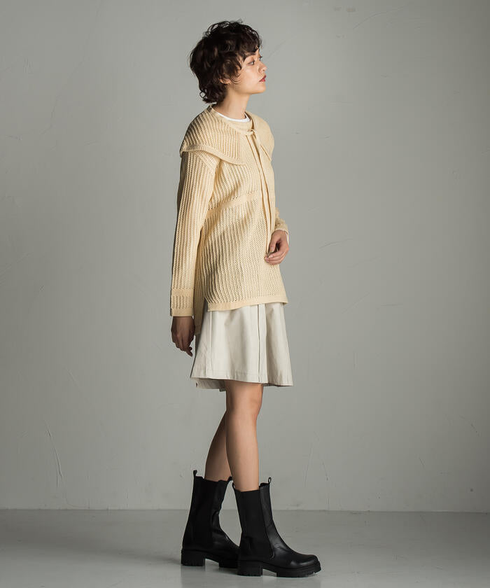 Socolla 【socolla】 2WAY Attached Collar Mesh Knit