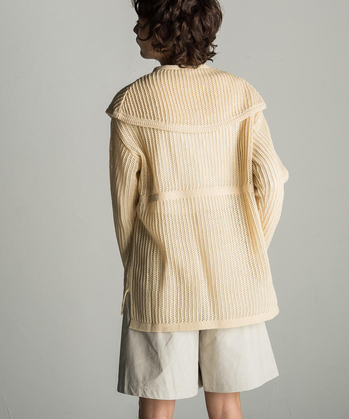 Socolla 【socolla】 2WAY Attached Collar Mesh Knit