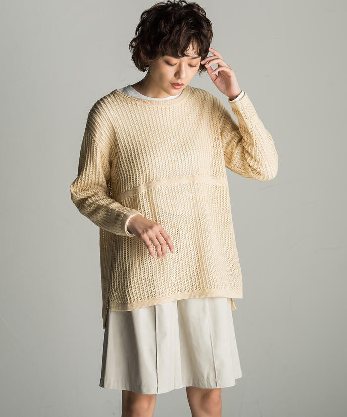 Socolla 【socolla】 2WAY Attached Collar Mesh Knit