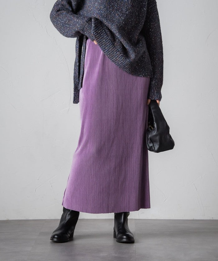 Socolla 【socolla】 Suede Touch Pleated Skirt
