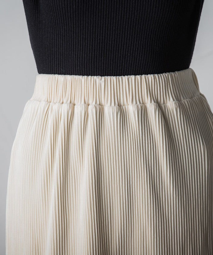 Socolla 【socolla】 Suede Touch Pleated Skirt