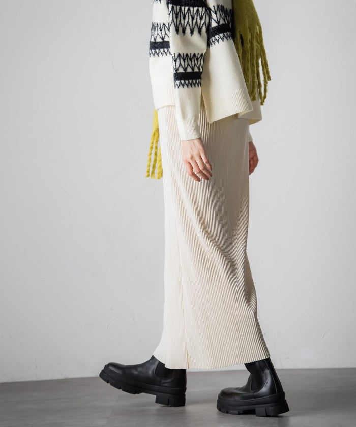 Socolla 【socolla】 Suede Touch Pleated Skirt