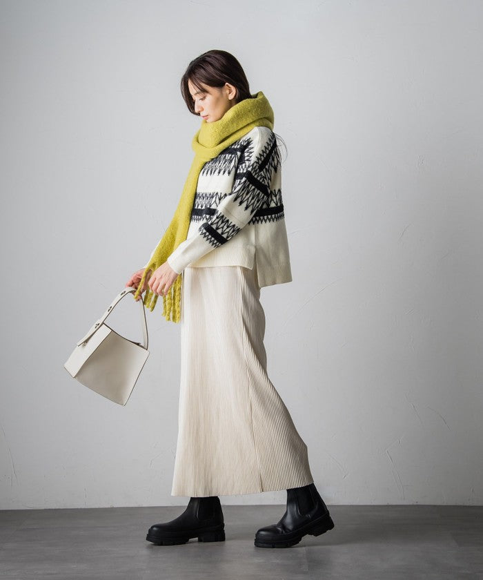 Socolla 【socolla】 Suede Touch Pleated Skirt