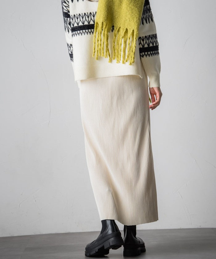 Socolla 【socolla】 Suede Touch Pleated Skirt