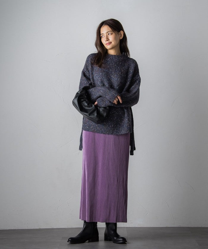 Socolla 【socolla】 Suede Touch Pleated Skirt