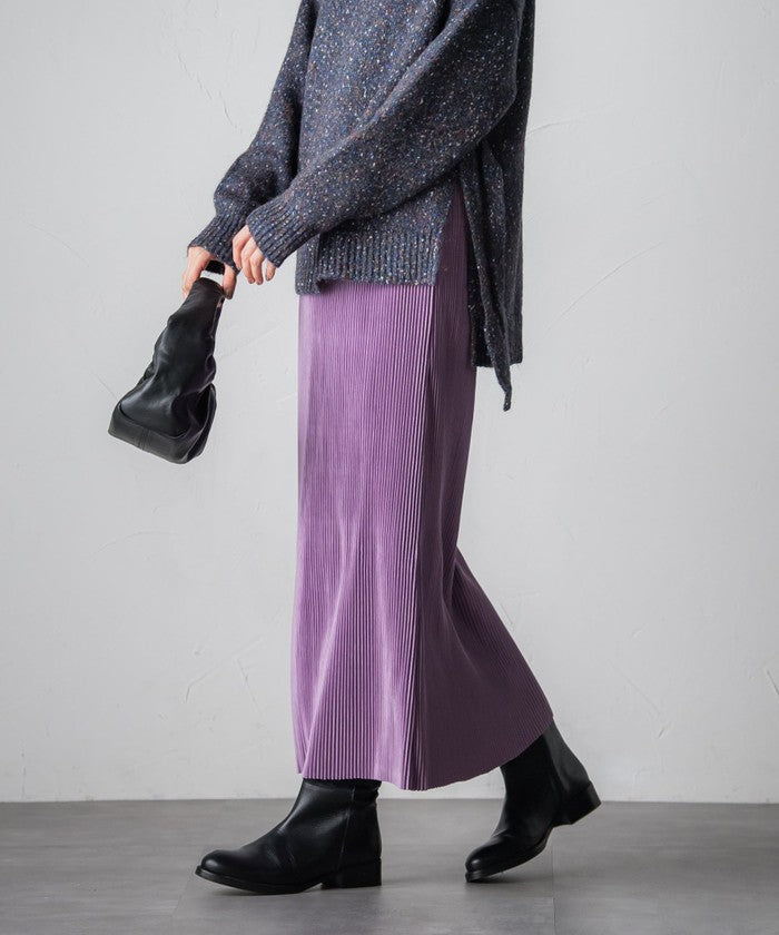 Socolla 【socolla】 Suede Touch Pleated Skirt