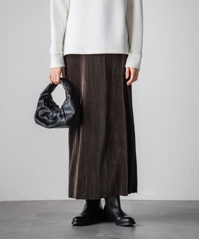 Socolla 【socolla】 Suede Touch Pleated Skirt