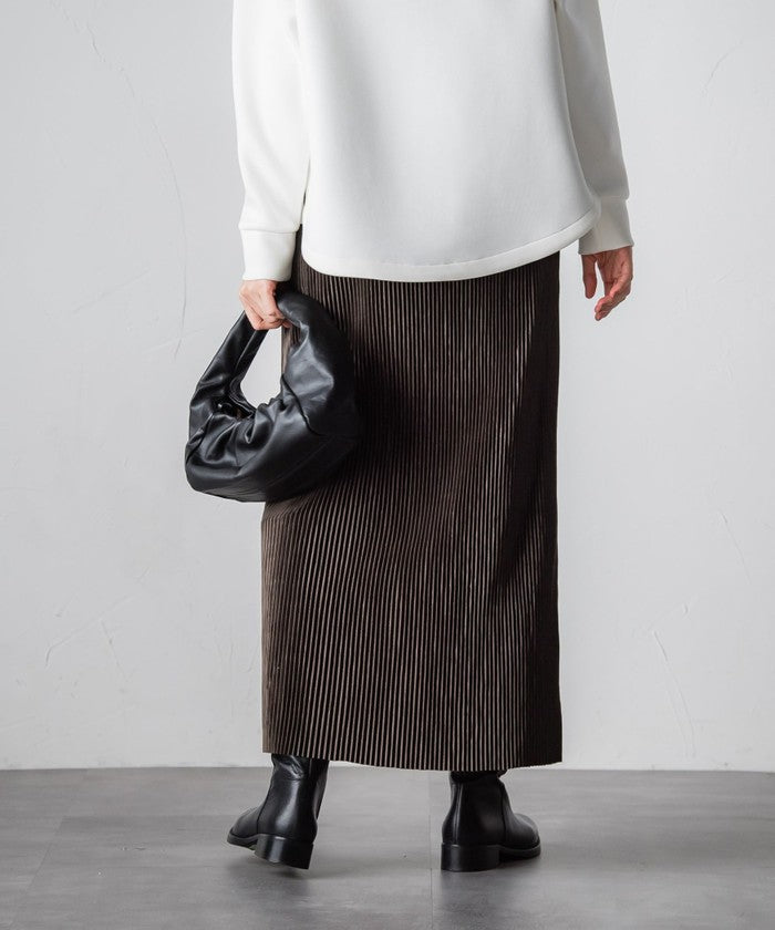 Socolla 【socolla】 Suede Touch Pleated Skirt
