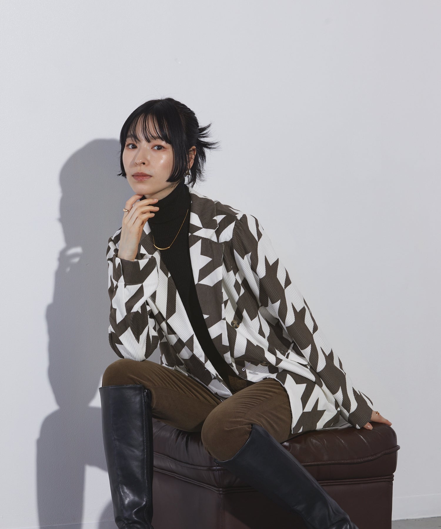 Socolla 【socolla】 Corduroy Double-Breasted Tailored Jacket