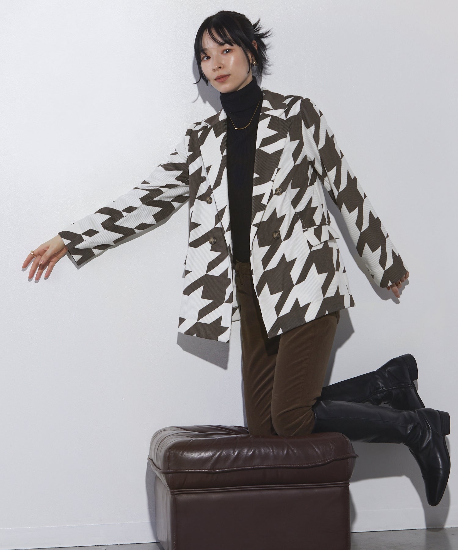Socolla 【socolla】 Corduroy Double-Breasted Tailored Jacket