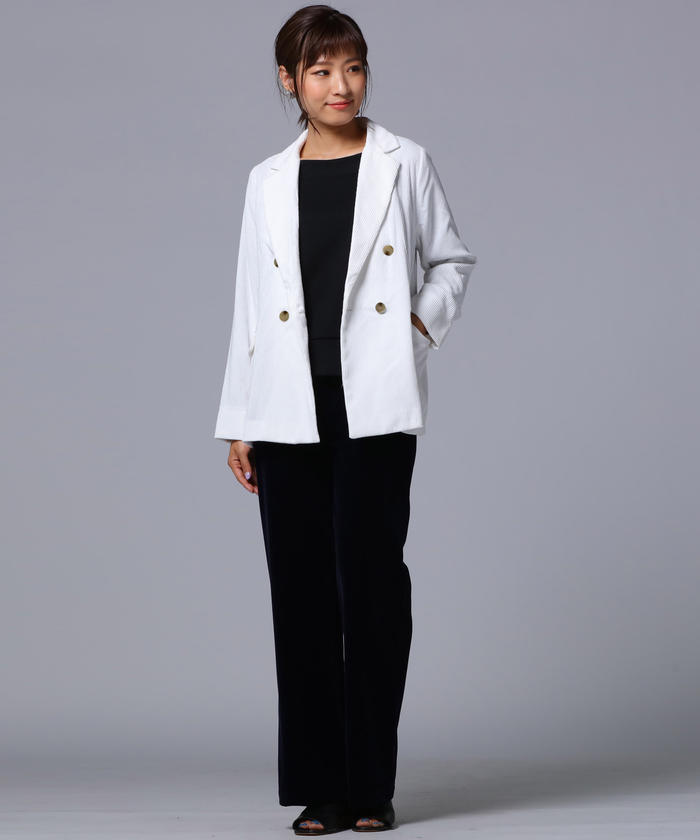 Socolla 【socolla】 Corduroy Double-Breasted Tailored Jacket