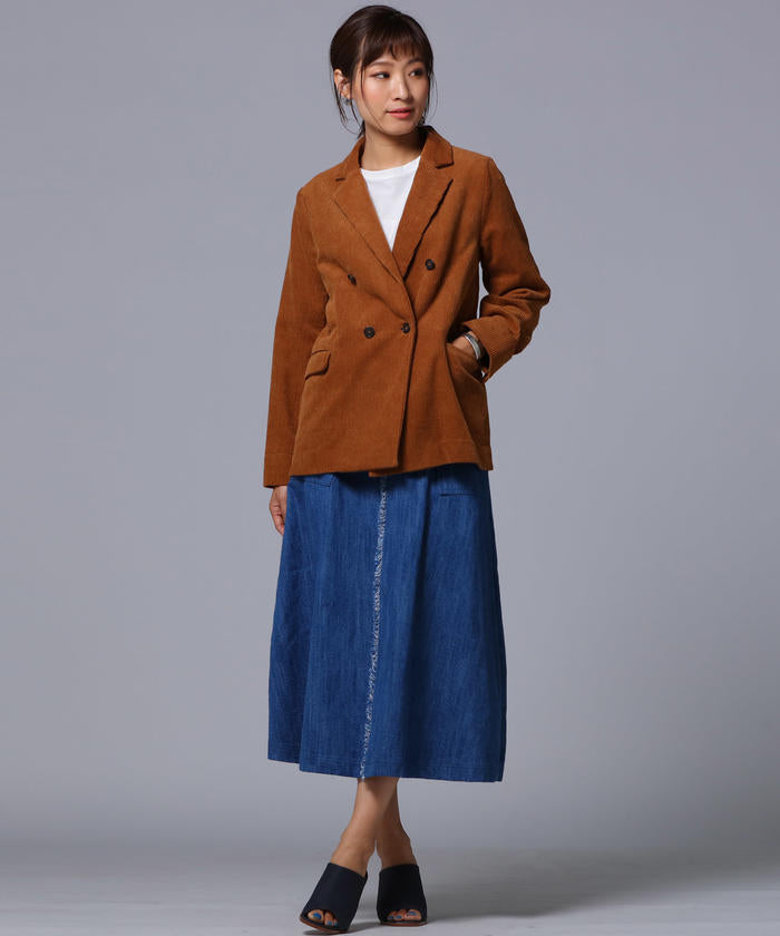 Socolla 【socolla】 Corduroy Double-Breasted Tailored Jacket