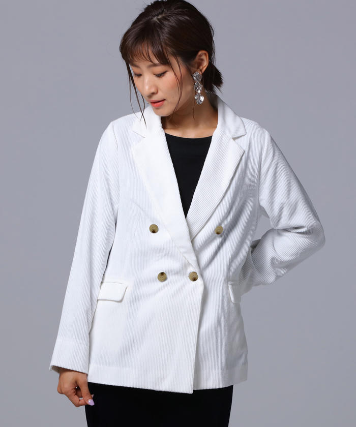 Socolla 【socolla】 Corduroy Double-Breasted Tailored Jacket