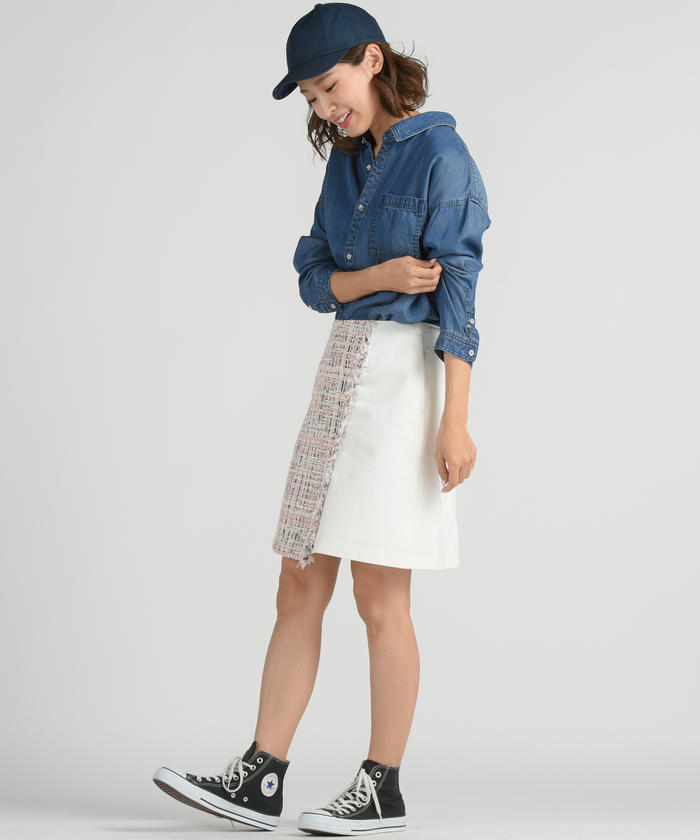 Socolla 【socolla】DENIMSIDEBUTTONCOMBIRAPMINI