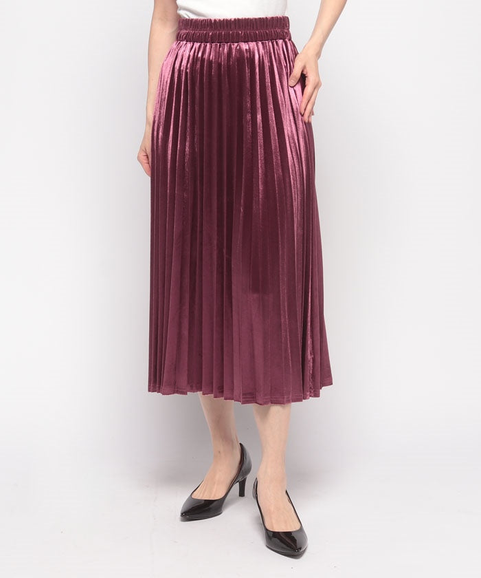 Socolla 【socolla】 Velour Accordion Pleated Skirt