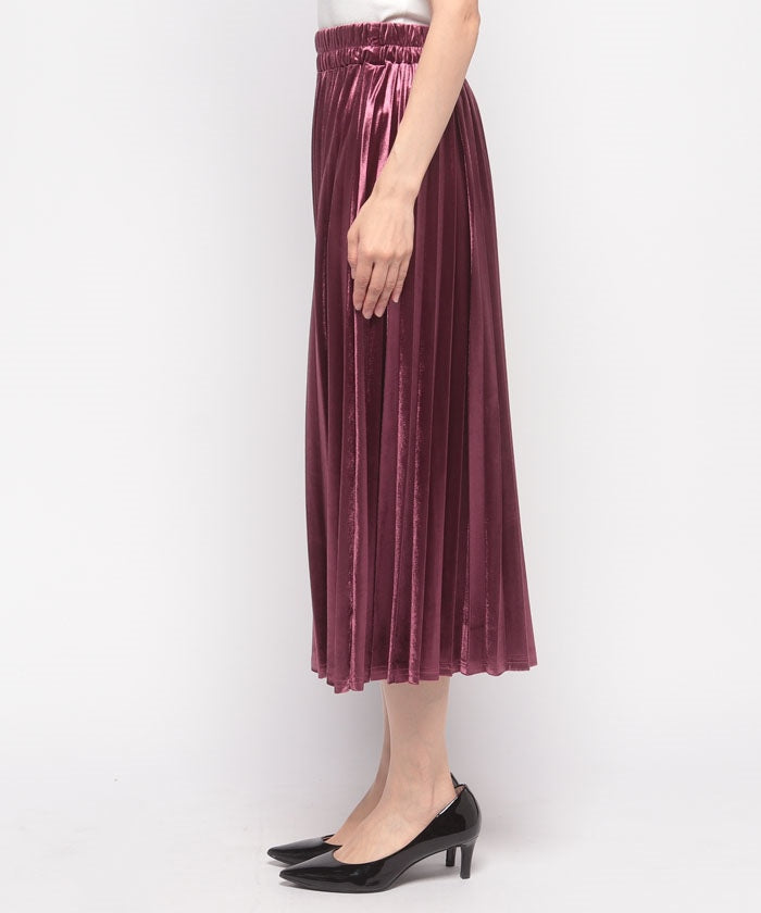 Socolla 【socolla】 Velour Accordion Pleated Skirt