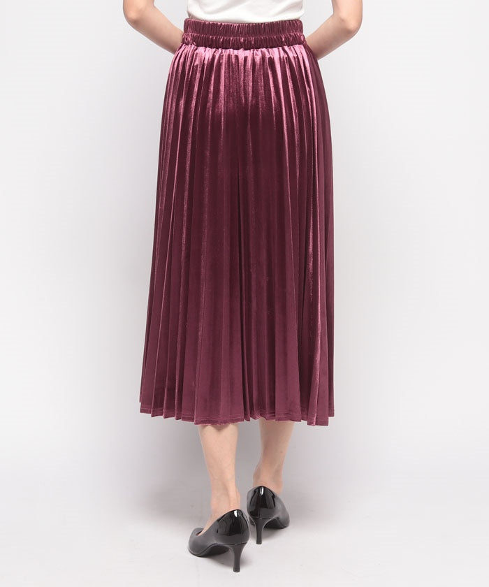 Socolla 【socolla】 Velour Accordion Pleated Skirt