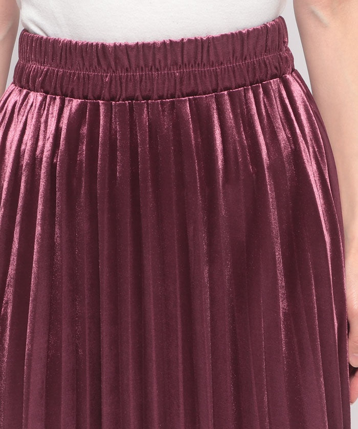 Socolla 【socolla】 Velour Accordion Pleated Skirt