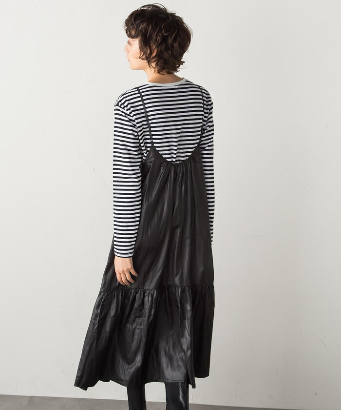 Socolla 【socolla】 Airy Leather Frilled Camisole Dress