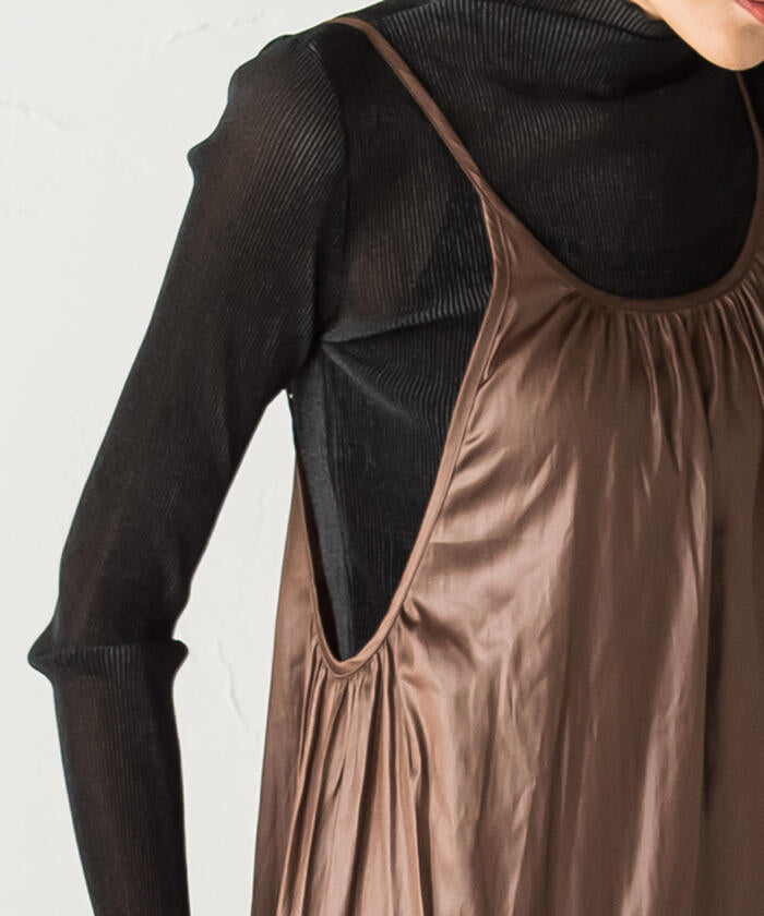 Socolla 【socolla】 Airy Leather Frilled Camisole Dress