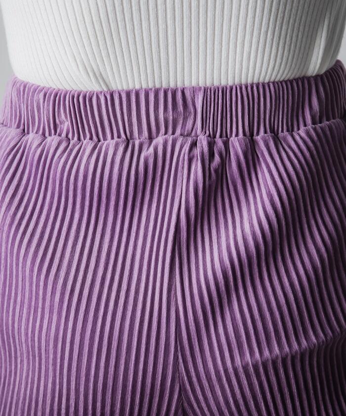 Socolla 【socolla】 Suede Touch Pleated Straight Pants