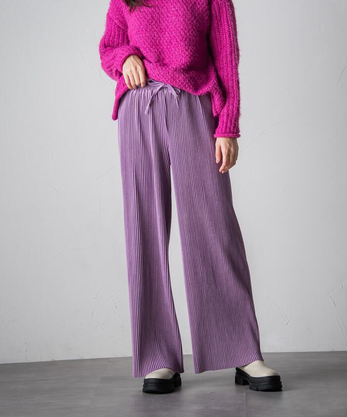 Socolla 【socolla】 Suede Touch Pleated Straight Pants