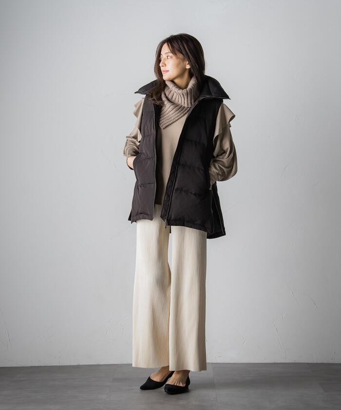 Socolla 【socolla】 Suede Touch Pleated Straight Pants